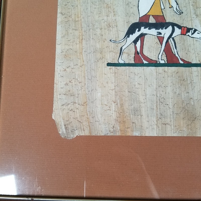 VTG Authentic Papyrus Hand Painted Egyptian Hunter Rabbit Antelope FRAMED gallery