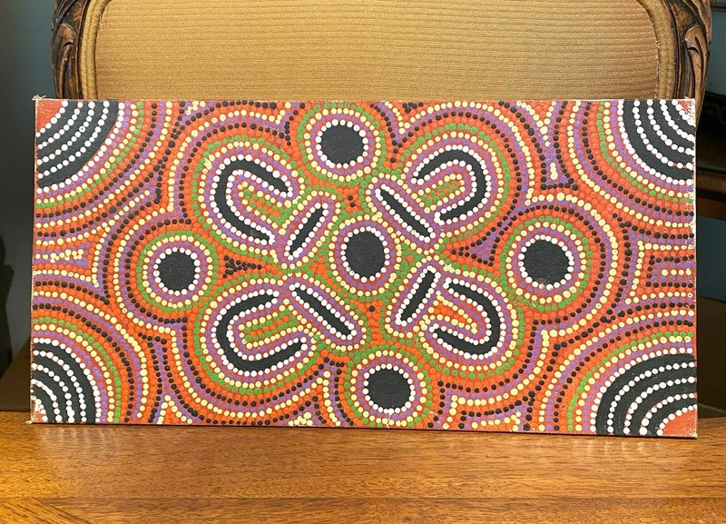 “Women Dancing” Peggy Nakamarra Acrylic On Canvas Aboriginal Fine Art 8”x16”