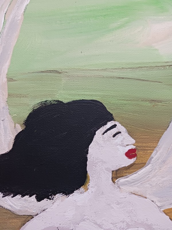 FEMALE PORTRAIT PAINTING 12x16 TITLED (TO HEAVEN IN MY EAZYCHAIR) HIGHER GROUND gallery