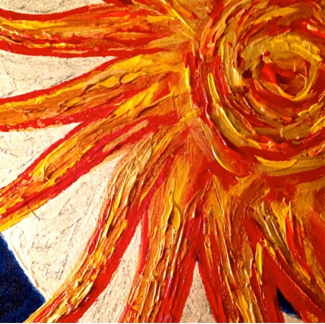 Vibrant Shimmering Sun & Crescent Moon Original Artwork Acrylic Painting gallery