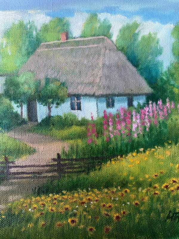 Oil Painting Country Coziness M. Burdylo Unframed Original Decor Art nAAA3409 gallery