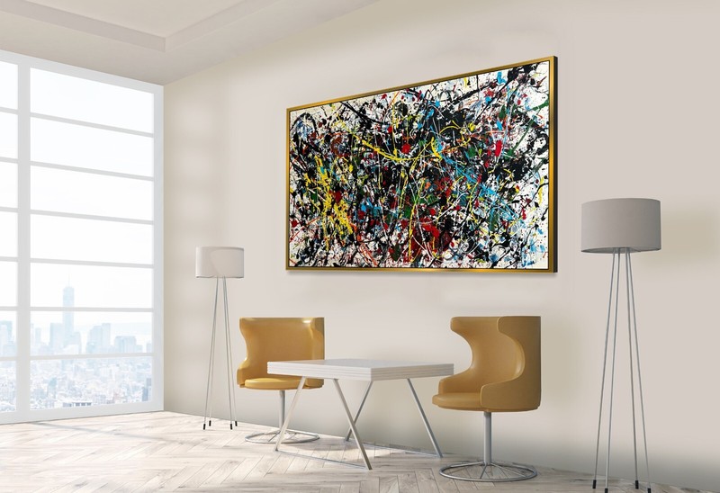 Jackson Pollock Inspired Art | Huge Vibrant Abstract Splatter Canvas Wall Decor gallery