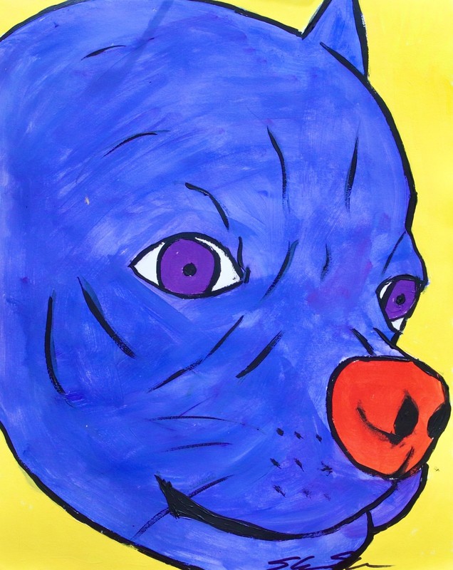 ShawNshawN Puppy Original Painting 11x14 Paper Animal Head Pop Art gallery