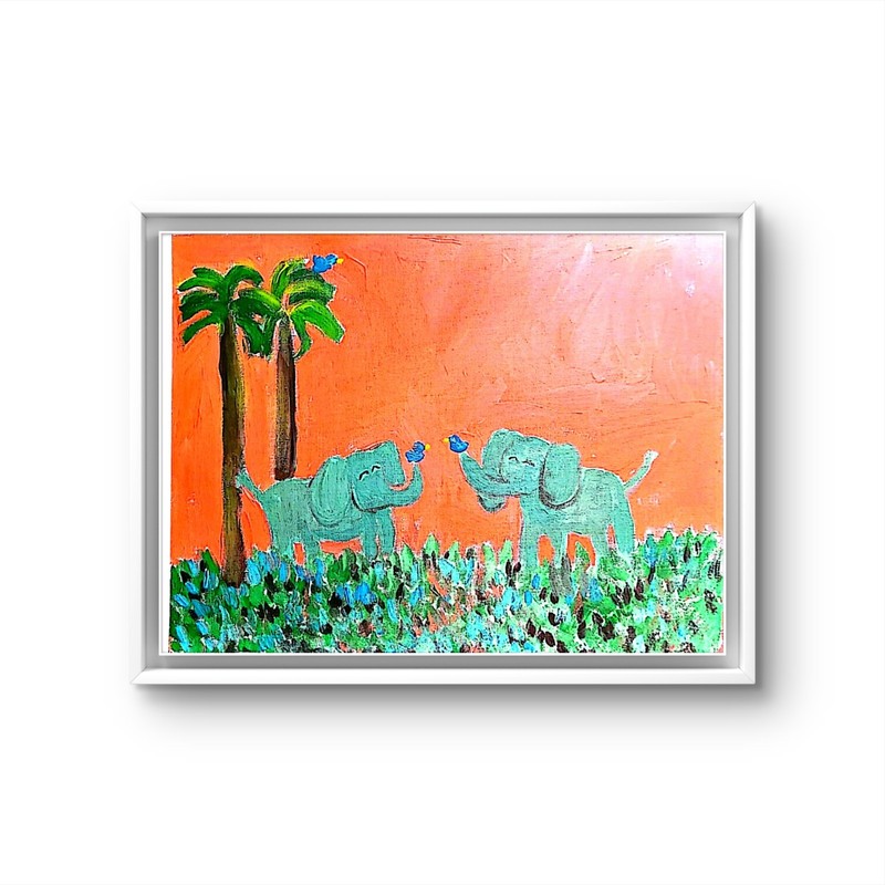 Two Elephants In Love Unique Abstract Expressionism Wall Art Canvas gallery