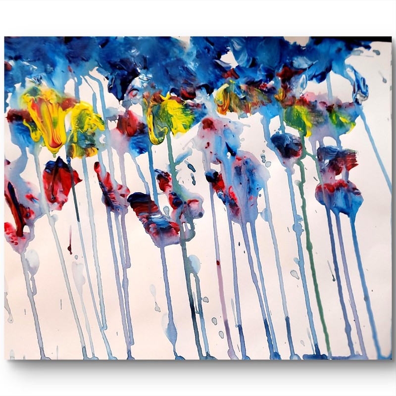 Splash Colorful Flowers In Neo Expressionist Original Wall 11x14 Paper gallery