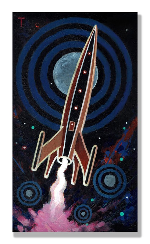 Rocket #207 original art by Peter Thorpe – 14″ x 24″ stretched canvas