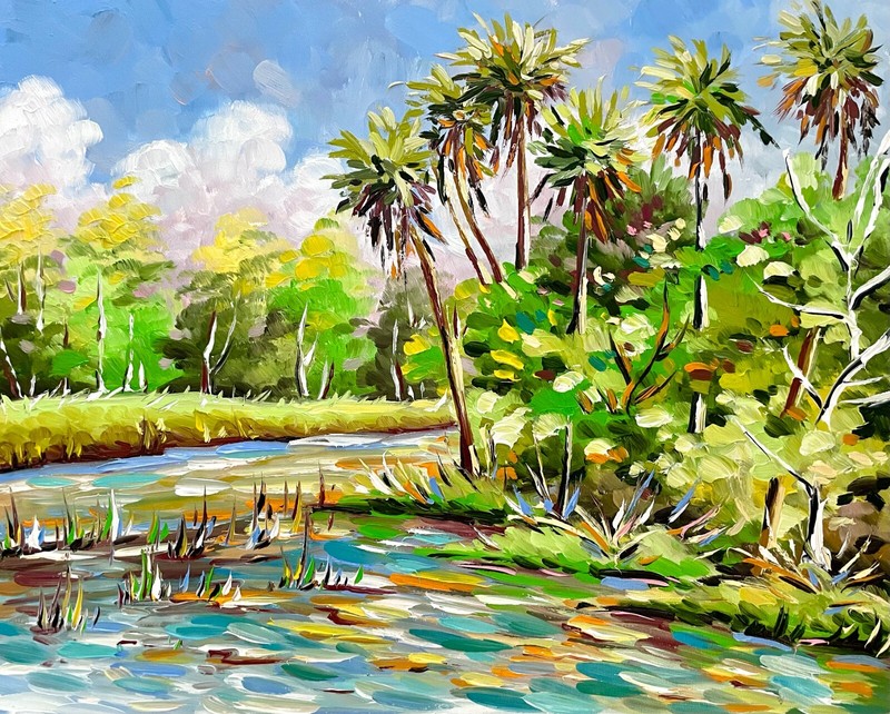 Oil Painting Landscape Art Florida Everglades National Park Wetlands Art 8×10«