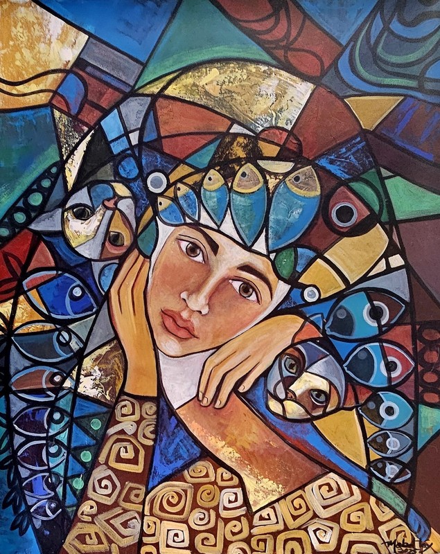 Acrylic On Canvas Mabel Tey «SOR FELINA «: Cuban Beautiful Art. 30×24 In .