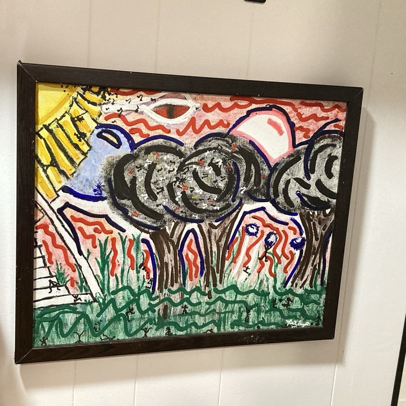 VTG Original Acrylic Painting Contemporary Modern Abstract American Artist Y2K