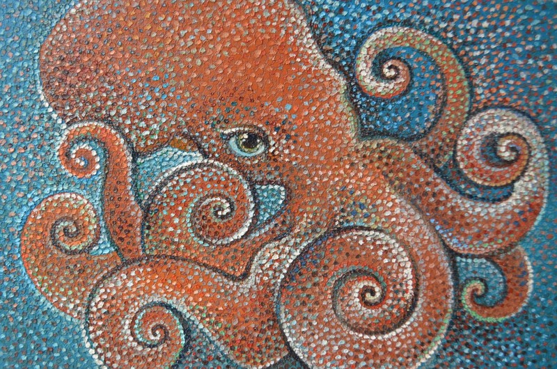 Original oil painting "Octopus". The painting was created by a Ukrainian artist gallery