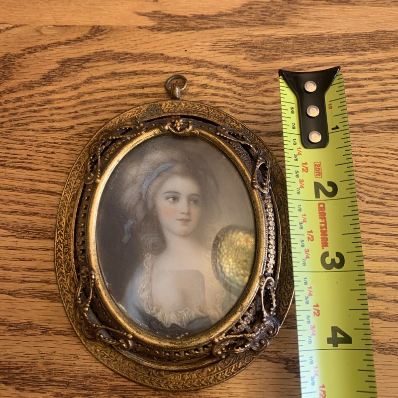Antique Miniature Portrait Of Countess Potocka in blue dress Signed ? Kopalka gallery