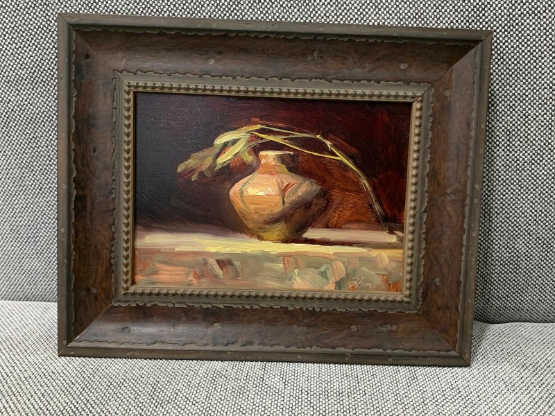 Contemporary Artist Kelli Folsom Signed Oil on Board Painting Little Navajo