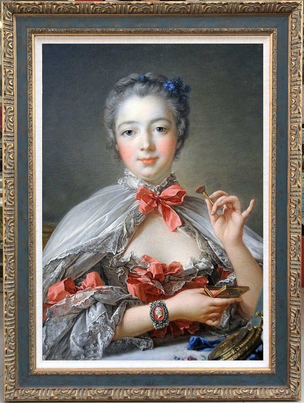 Classical French Rococo Oil Painting Noblewoman Female Portrait Vintage Wall Art