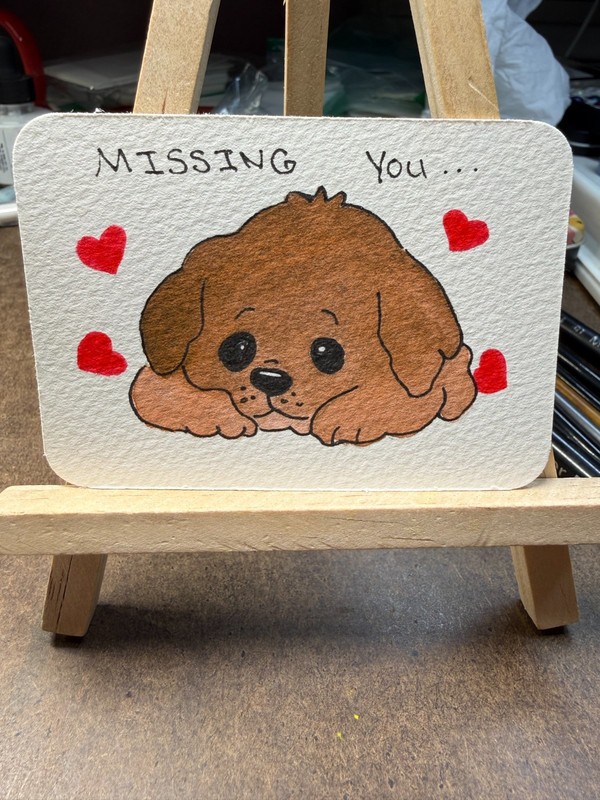 ACEO Handmade Original OOAK Signed (Not a Print) «Missing You» Dog Art