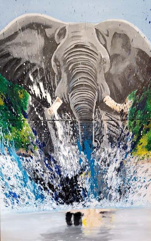 Elephant 48×30 Acrylic On Canvas