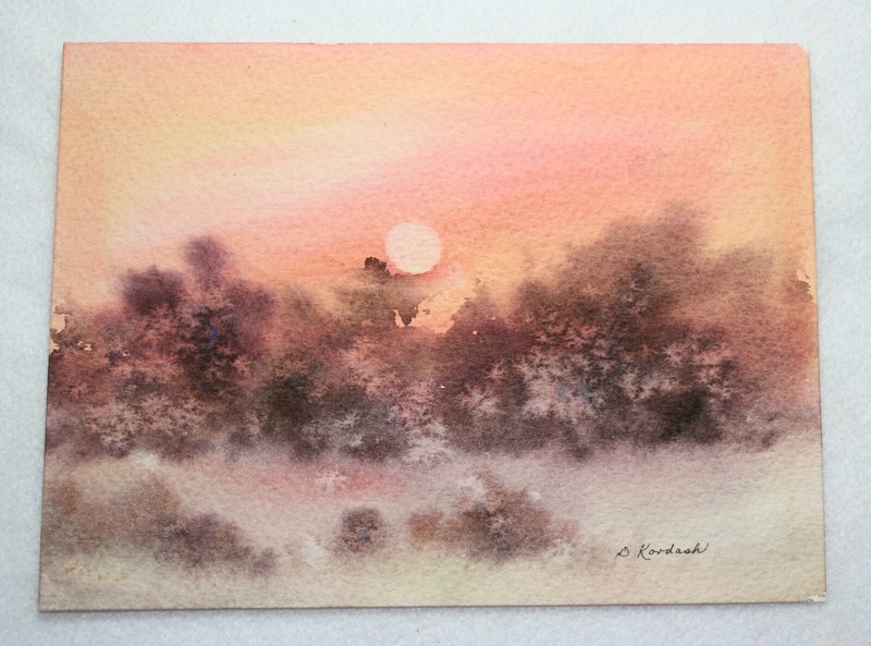 Original Landscape Watercolor Painting by Dorothy M. Kordash 7″x5″ on Paper