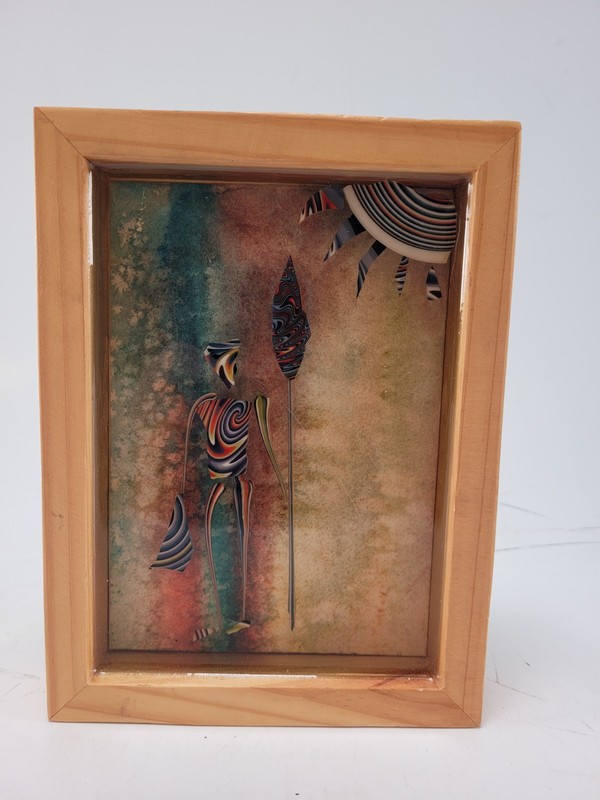 African Style Art Wooden Frame Size 6″x8″ Glass in Acrylic