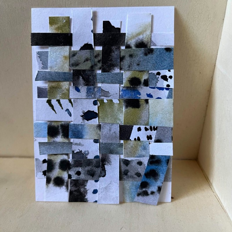 ACEO Original Art Card 2.5 x 3.5 Watercolor mini painting abstract collage