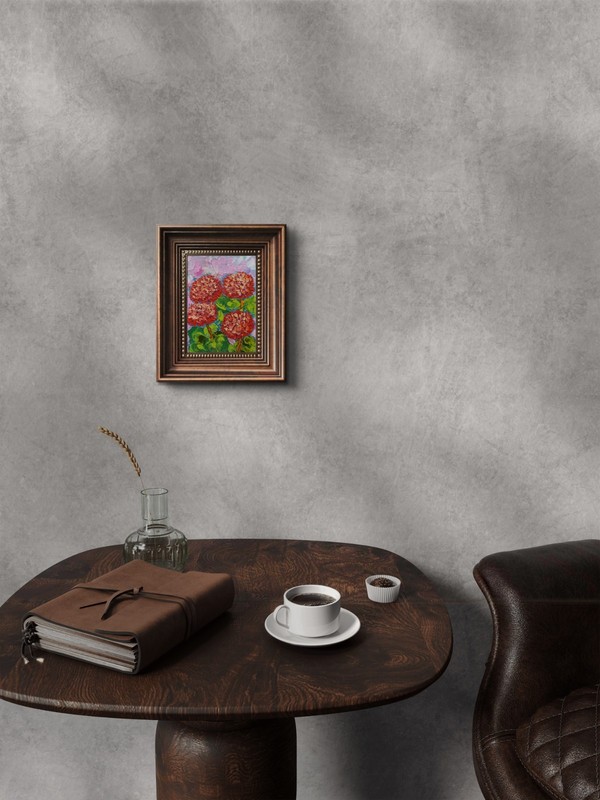 Geranium Original Painting 3D Flowers Art Decor Handmade Wall Art 7x5 in gallery