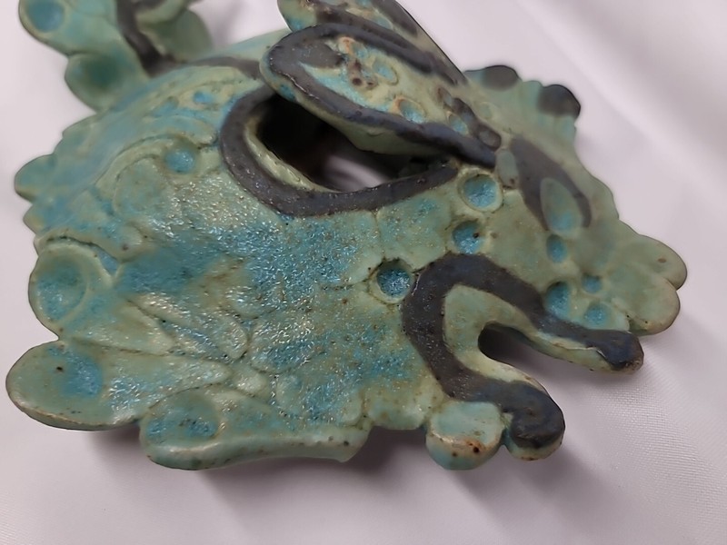 Jean Card Ceramics Original Fish Signed Blue Green Black Brown Beautiful MINT gallery
