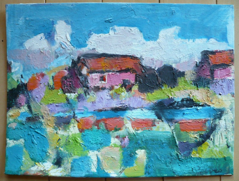 REEVES, VINTAGE FAUVIST OIL ABSTRACTION ABSTRACT FAUVISM COLORS MODERN MODERNISM