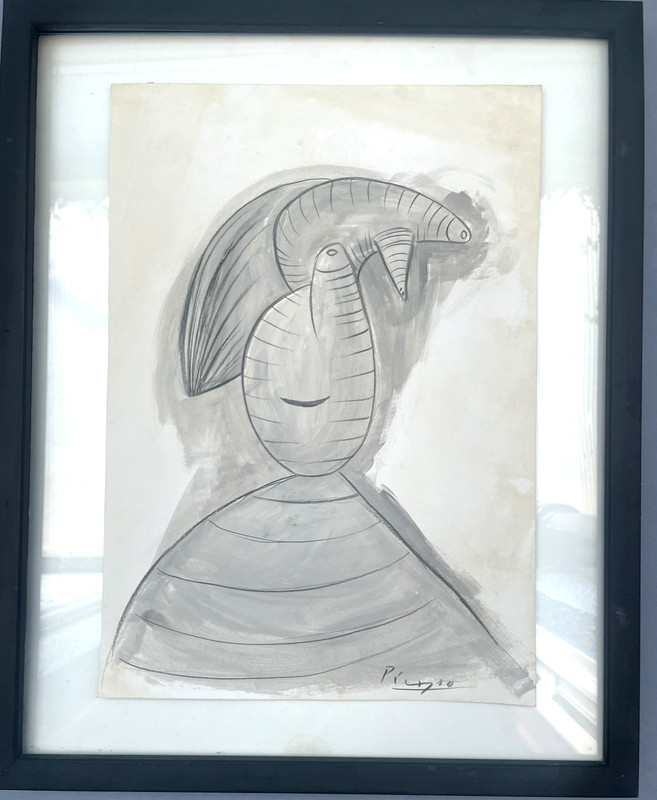 Picasso Pablo Original Painting Drawing Figure Surreal Abstract Signed Art F97 gallery