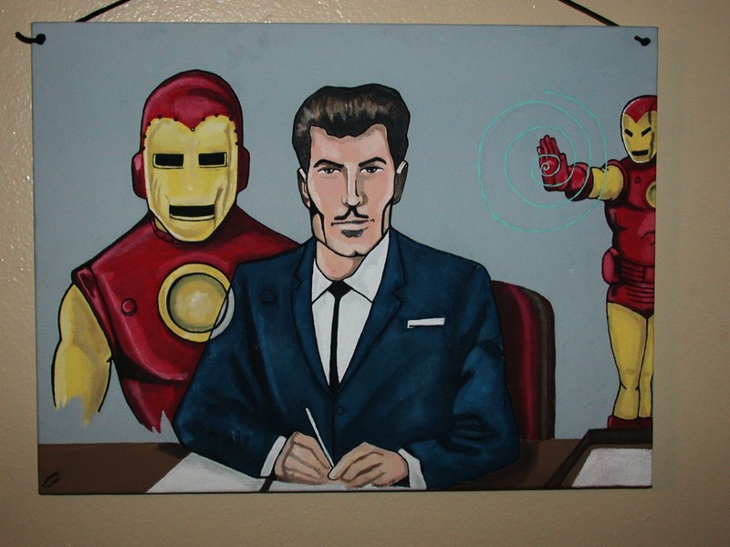 Iron Man 1960s Style 12 x 16 Flat Board iCONS Graphics Acrylic Painting