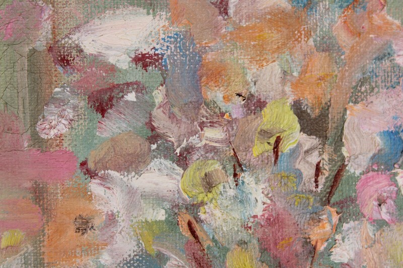 Vintage Young Lady Playing Guitar Oil Painting On Canvas Signed R Rosen 72 gallery