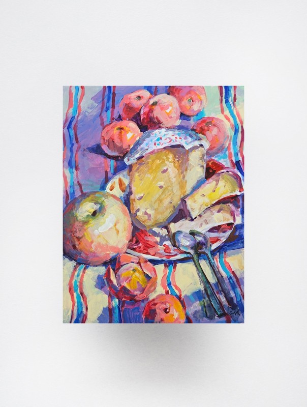 Oil painting Easter Ukrainian painter canvas Unframed Decor original still life