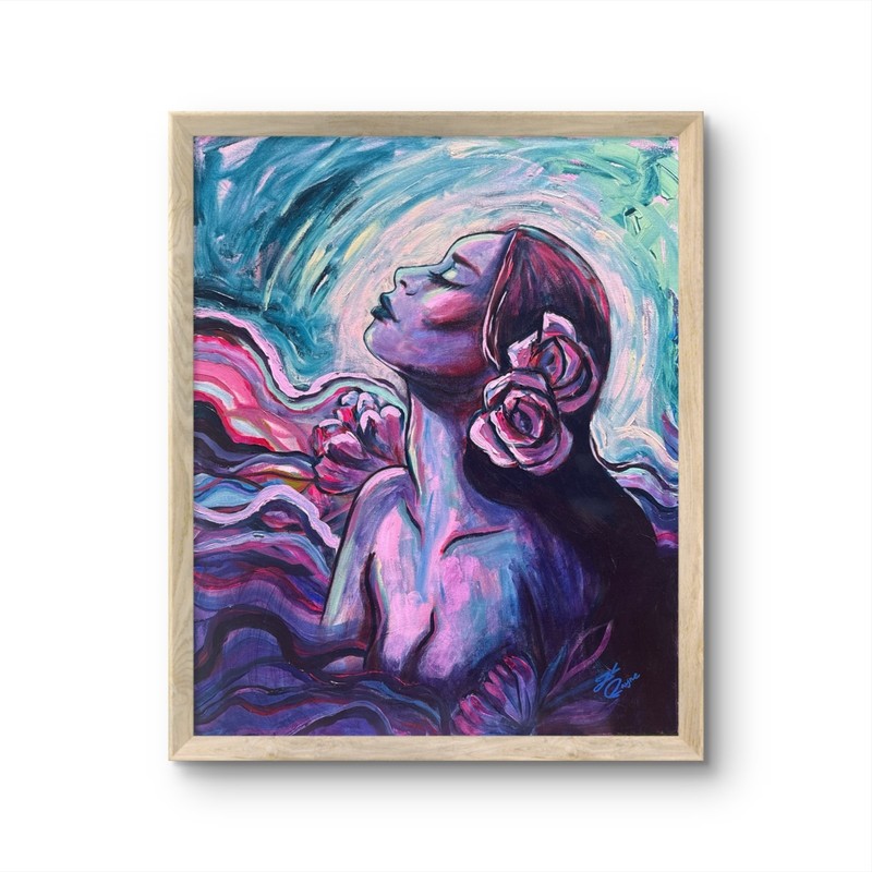 @FearlessPaints Abstract Purple Mermaid Woman 24×30 Canvas Original Painting