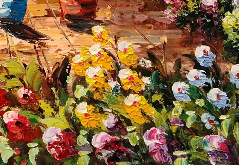 Mediterranean Cafe #6A-BM6, 36x48 - 100% Hand painted Oil Painting on Canvas gallery