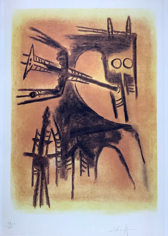 Wifredo Lam. Serigraph. Untitled, ca 1978. Original signed. Numbered. 25x35 in gallery