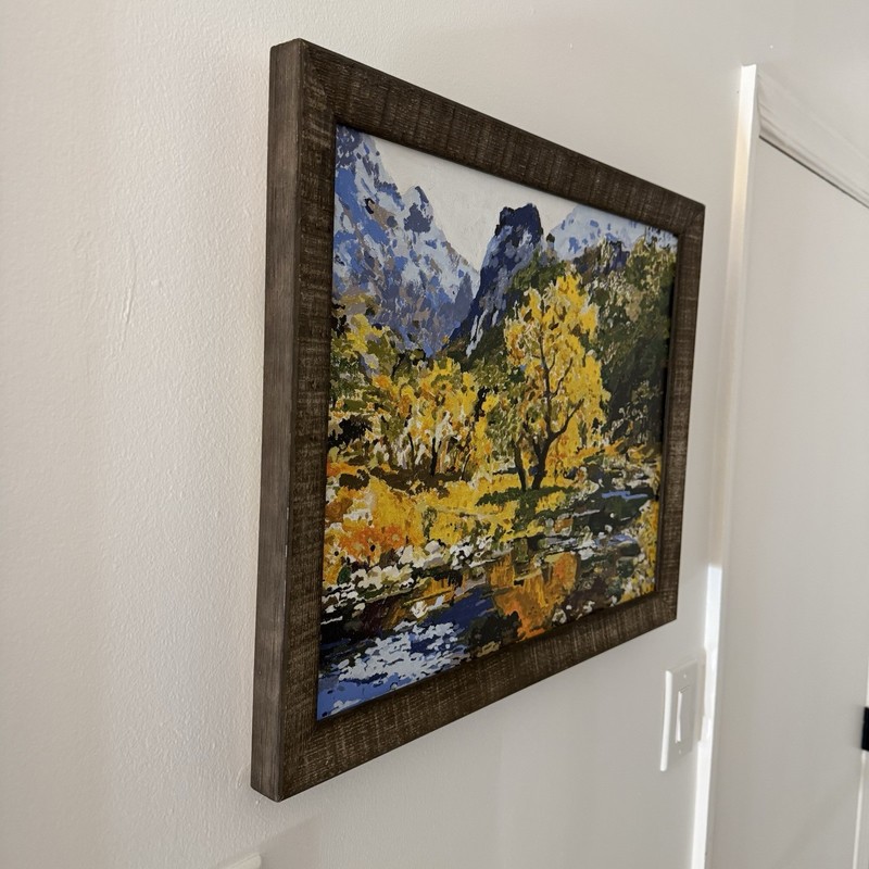 Vintage Hand Painted PBN Fall Scene With Custom Frame From Michael’s gallery