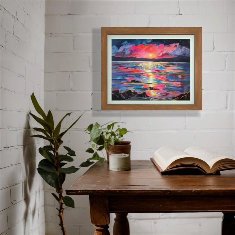 Original Art Hand-Painted On Canvas. Acrylic Painting. Landscape Seascape Sunset gallery