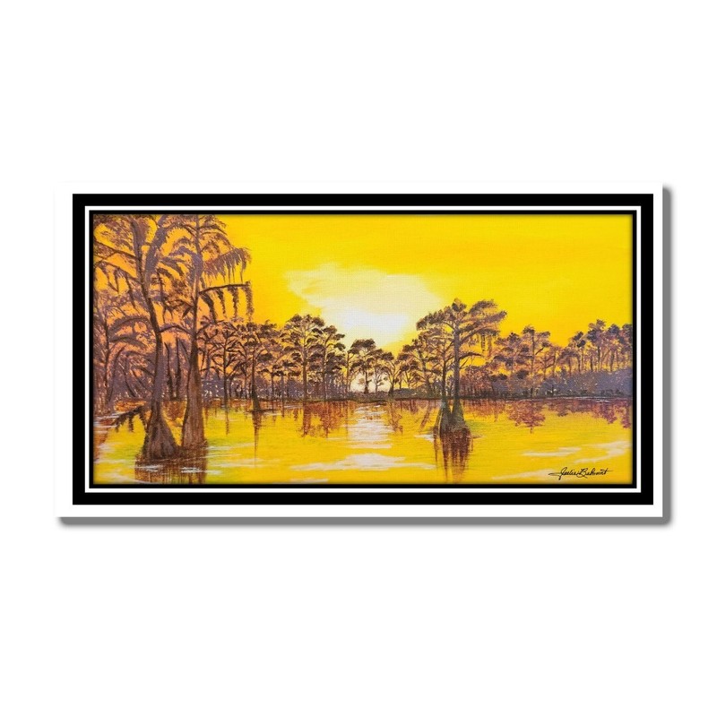 Bayou Sunrise Landscape Original Acrylic Painting by Julie Belmont gallery