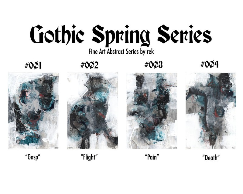 Gothic Spring Series #0Ø3 “Pain” – Original Abstract Art by rek – 7x10 gallery