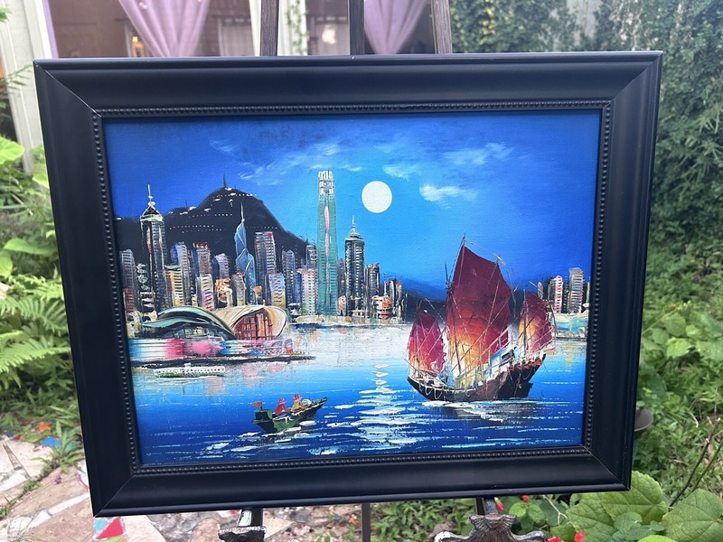 Hong Kong Harbor Original Vivid Color Acrylic on Canvas Painting