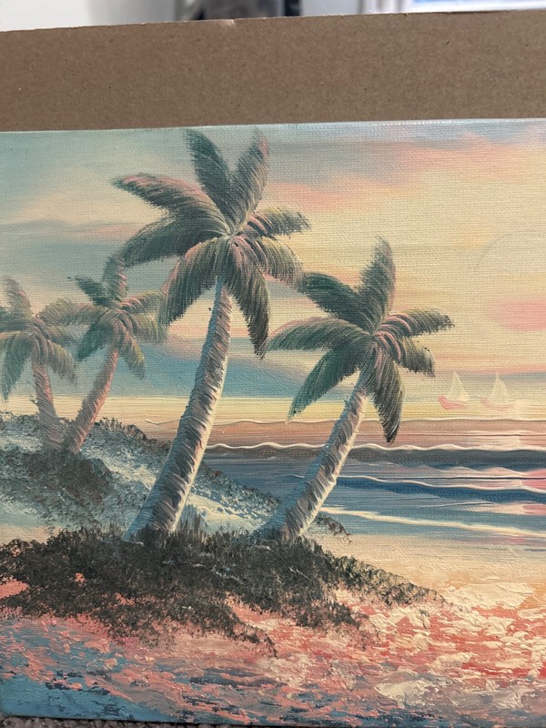 Small Beach Painting signed Trombly 10x9 gallery