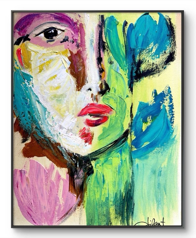 Dipant Art Portrait 11x14 Canvas Original Artwork Abstract Handmade Modern Bold