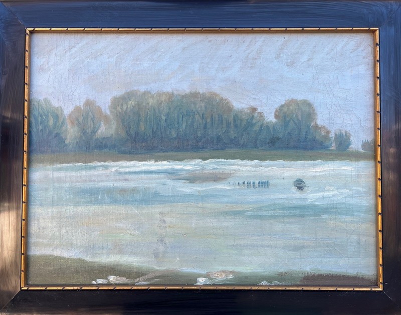 Unknown Impressionist Landscape Painting Oil On Canvas Denmark, Framed gallery