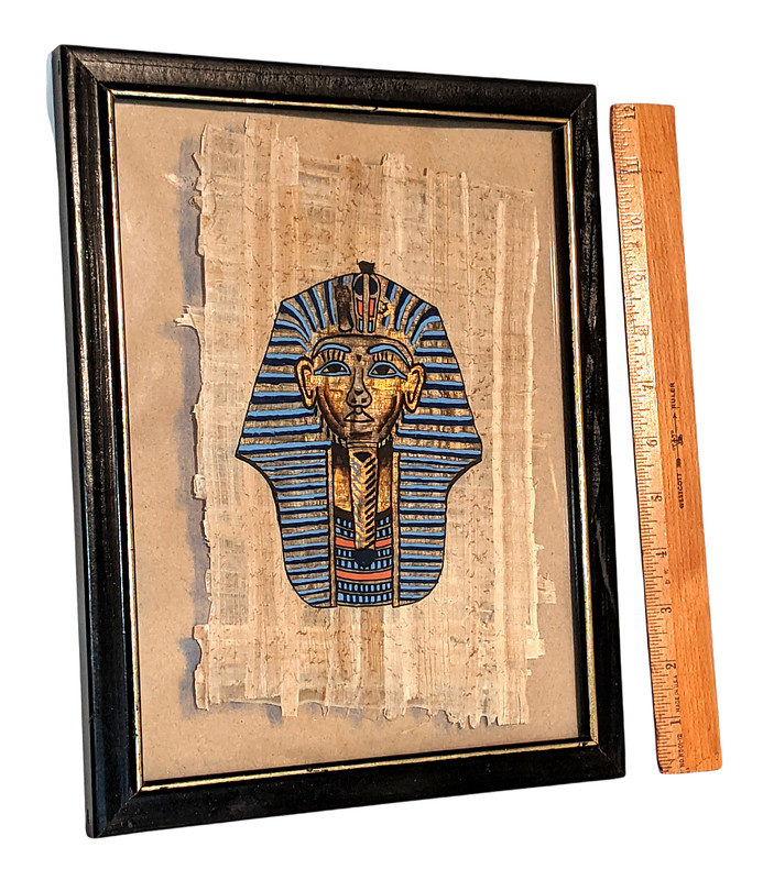 Authentic Papyrus Hand Painted Egyptian King Tut Painting Framed Wall Art 12"x9" gallery