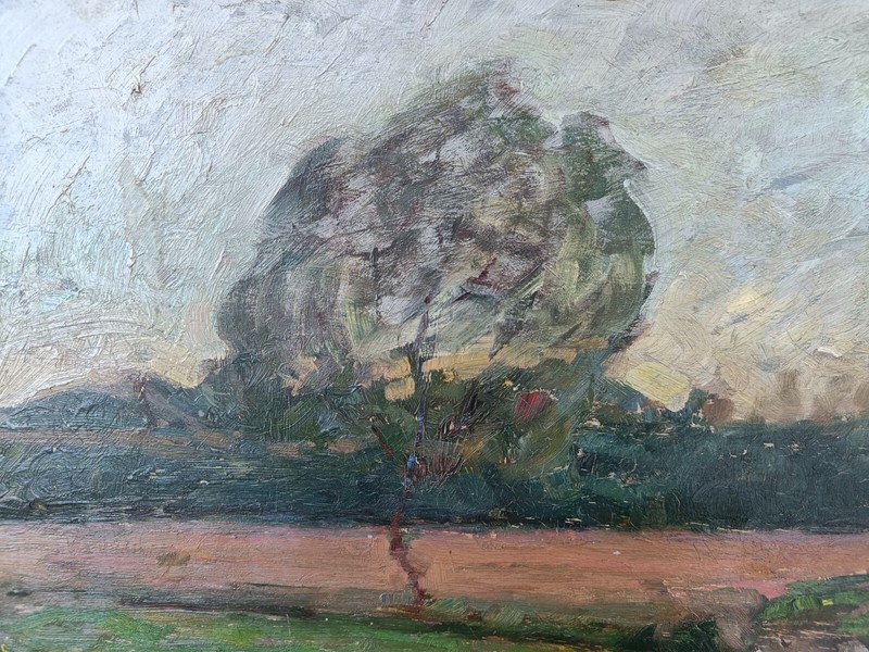 Max Nathan (1880-1952): OPEN LANDSCAPE WITH LONELY TREE AND LAZY STREAM gallery