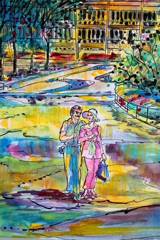 J DAVID 1934 WATERCOLOR INK PAPER 2012 SIGNED VISTA DO ATERRO RIO JANEIRO BRAZIL gallery