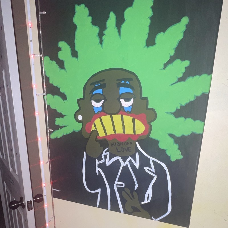 Cartoon Portrait Figure Painting Unframed Contemporary Art "HIGH OFF LOVE" gallery