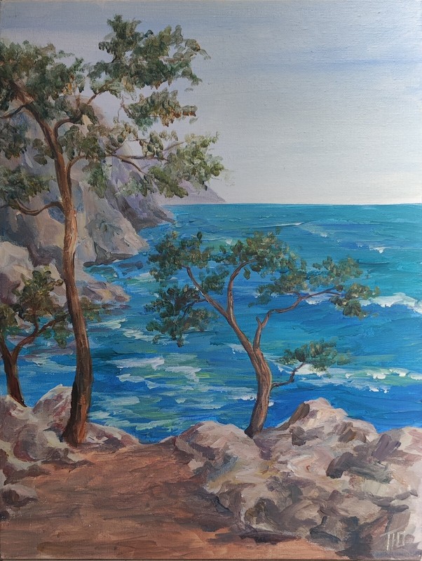 SEA VIEW ORIGINAL PAINTING canvas on board by Europe artist Yu.Pavlus