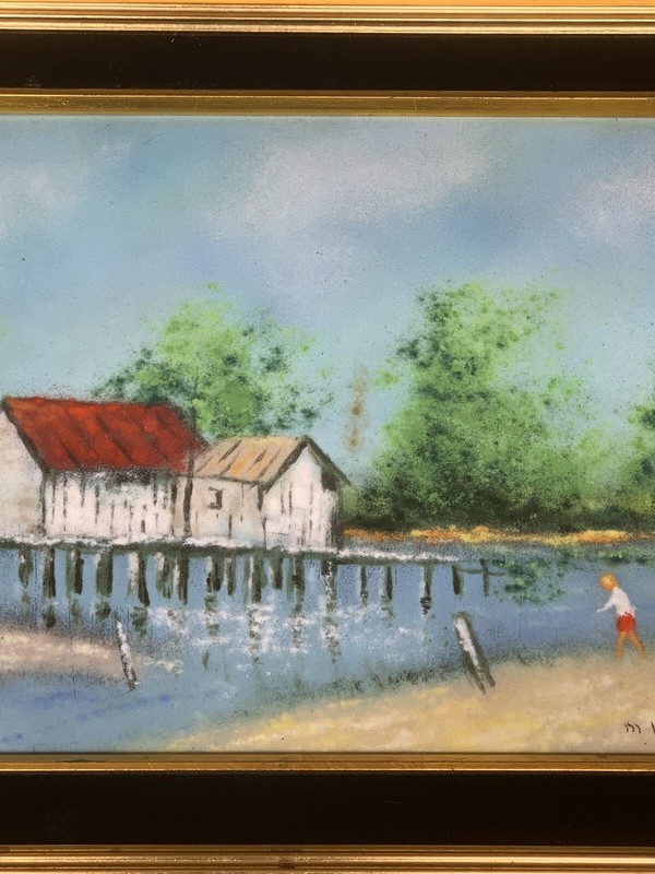 VTG Rare Max Karp Enamel Copper Painting Original Signed Listed Artist gallery