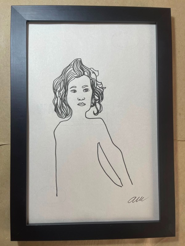 ANDY WARHOL drawing framed on sealed and signed wood
