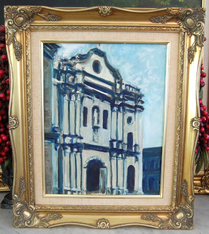 FRAMED ORIGINAL HECTO VIDAL OIL "IGLESIA DE LA MERCED STUDY II" OLD HAVANA, CUBA gallery