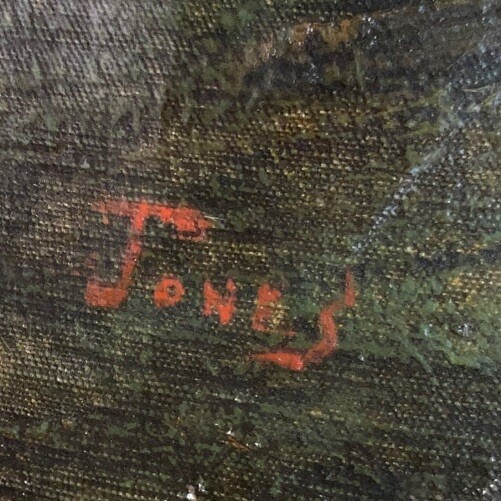 Antique Signed Jones Charles ? Ruins Landscape Scene Oil on Canvas Painting gallery