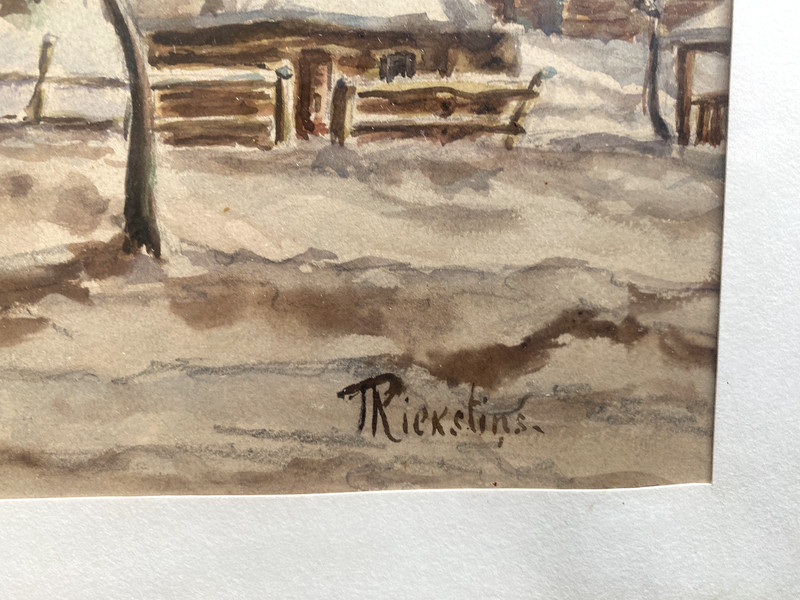 Watercolor Church Russian Winter Unreadable Signed Antique Frame Religion gallery